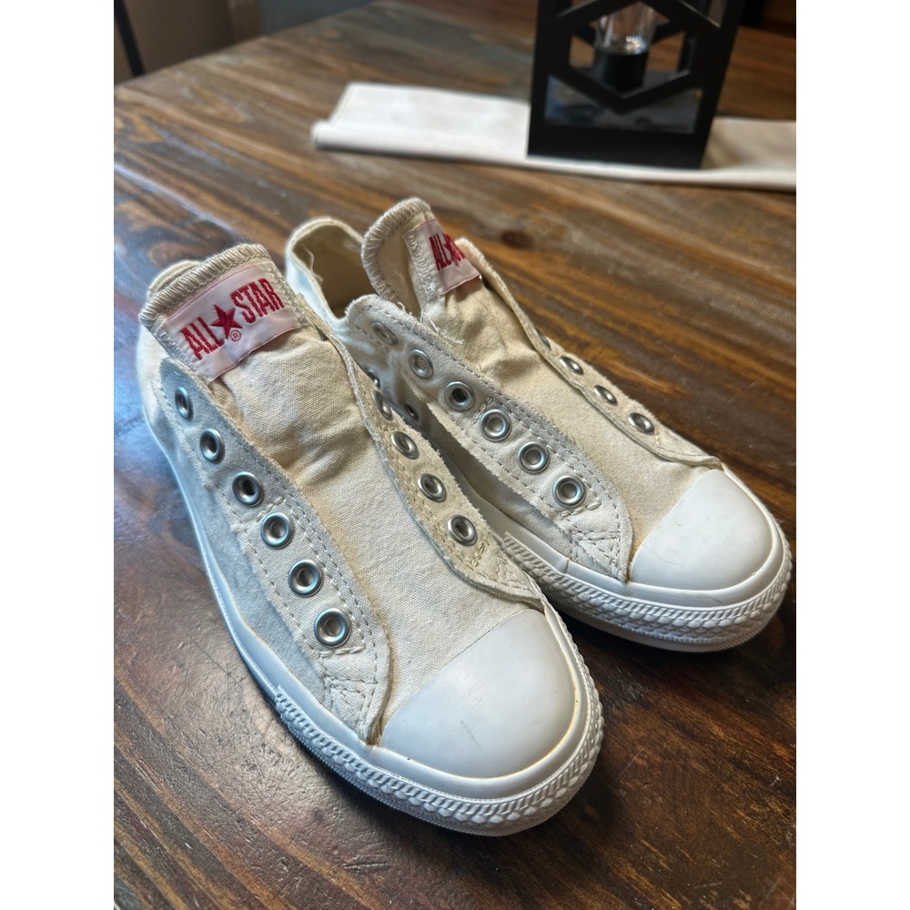 Converse Chuck Taylor All Star Slip On White Canvas Sneakers Woman 6.5 men 4.5